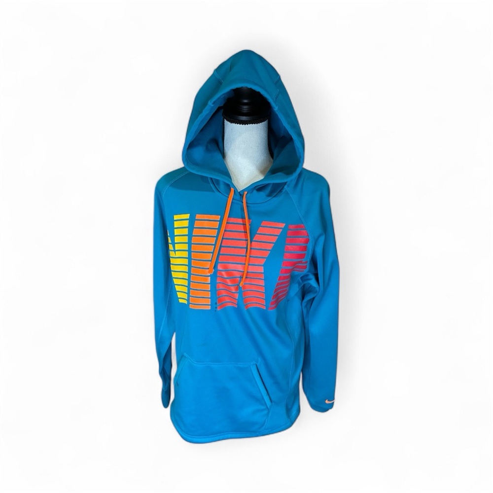 Nike Blue Hoodie with Multicolor Logo